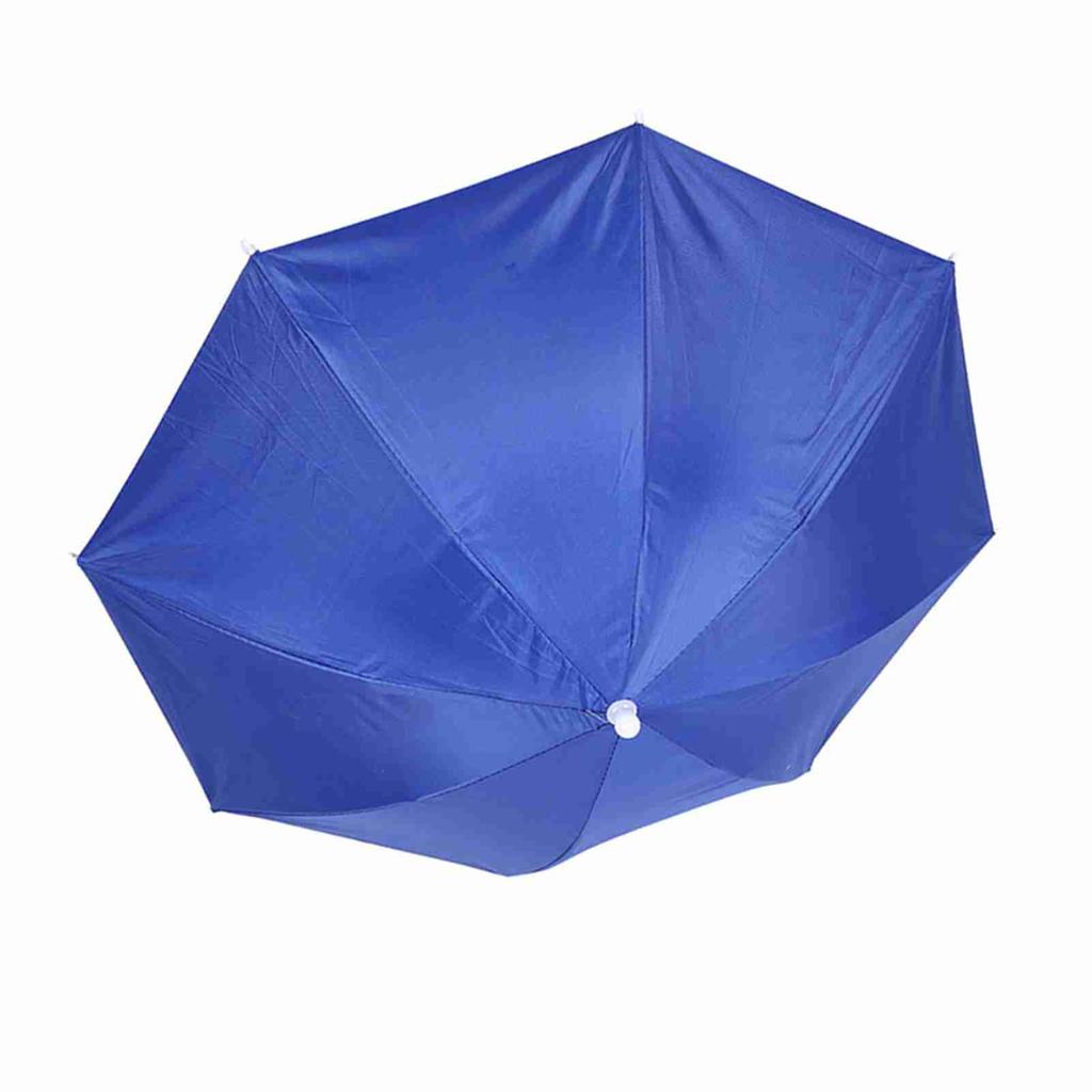 65cm Sunscreen Windproof Head Mounted Umbrella Top Folding Hat Umbrella(Royal Blue)