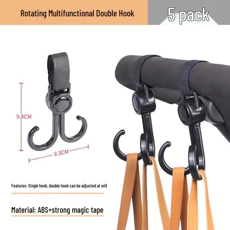 Universal Rotating Double Hook for Stroller - Durable Bag Holder