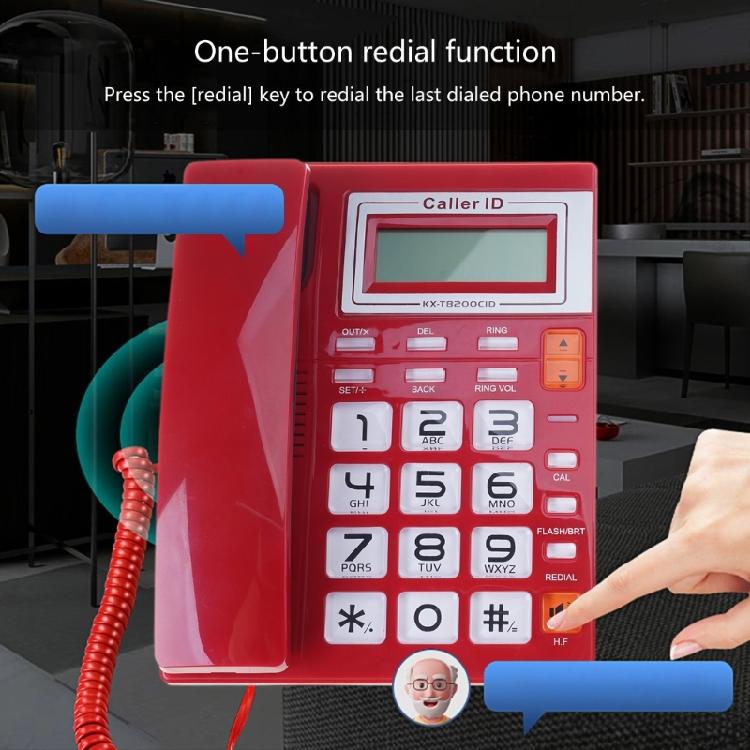 Corded Landline Phone Big Button Household Business Desktop Landline Telephone with LCD Display for Office Front Desk