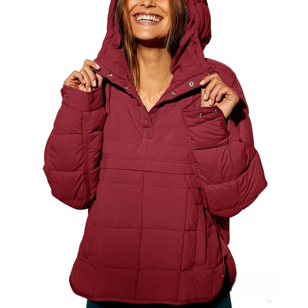 Damen Baumwolljacke in Unifarbe mit Kapuze, locker geschnitten, langärmlig, Baumwoll-Pulloverjacke, lässig, Kapuzenjacke
