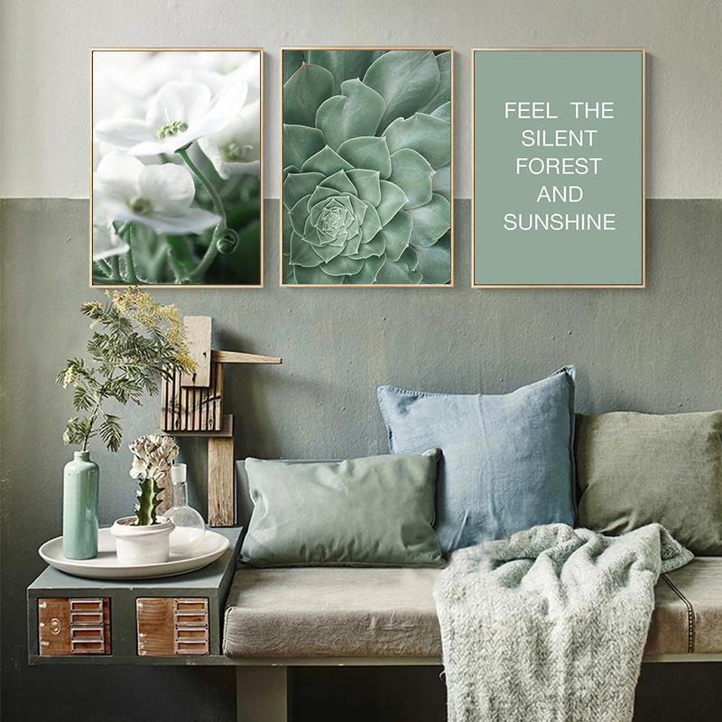 Green Nature Wall Art Poster Print Plant Flower Leaf Picture Canvas Painting Modern Fresh Home Decor Living Room Wall Picture