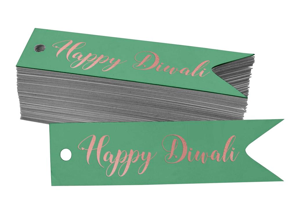 Inkdotpot Pack Of 100 Happy Diwali Favor Paper Tags Craft Real Gold Foil Hang