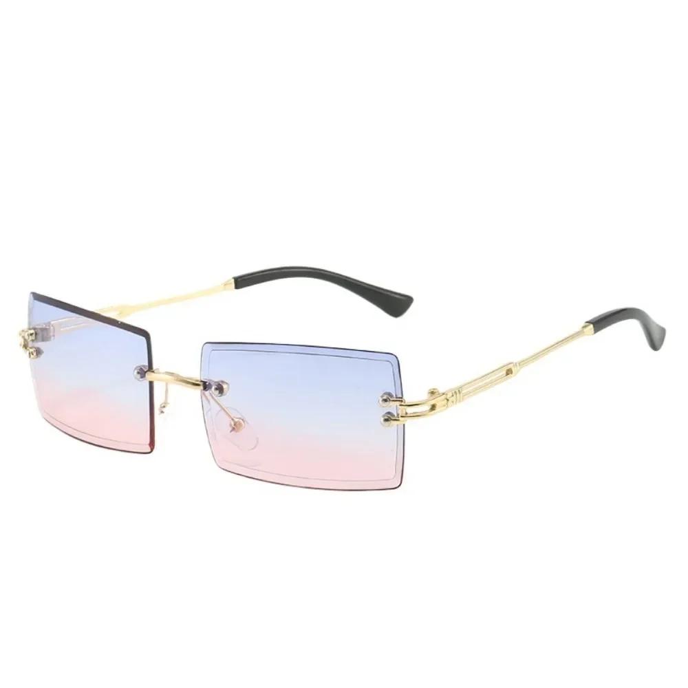 Gradient Lens Rimless Sunglasses for Men and Women Beach Eyewear UV400 Protection