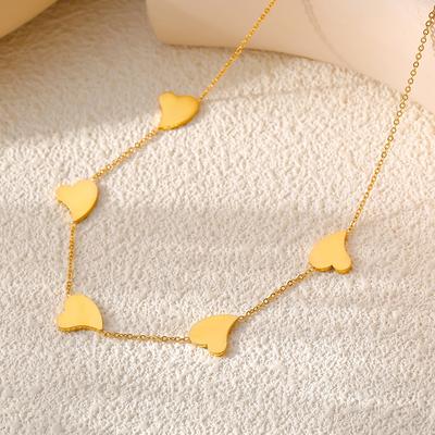 Irregular Love Fringed Pendant Necklace Titanium Steel Plated 18K Gold Light Luxury Collarbone Chain