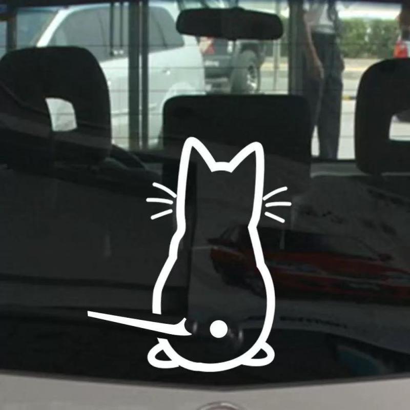 Reflective Rear Window Wiper Sticker - Funny Cat Cartoon Design