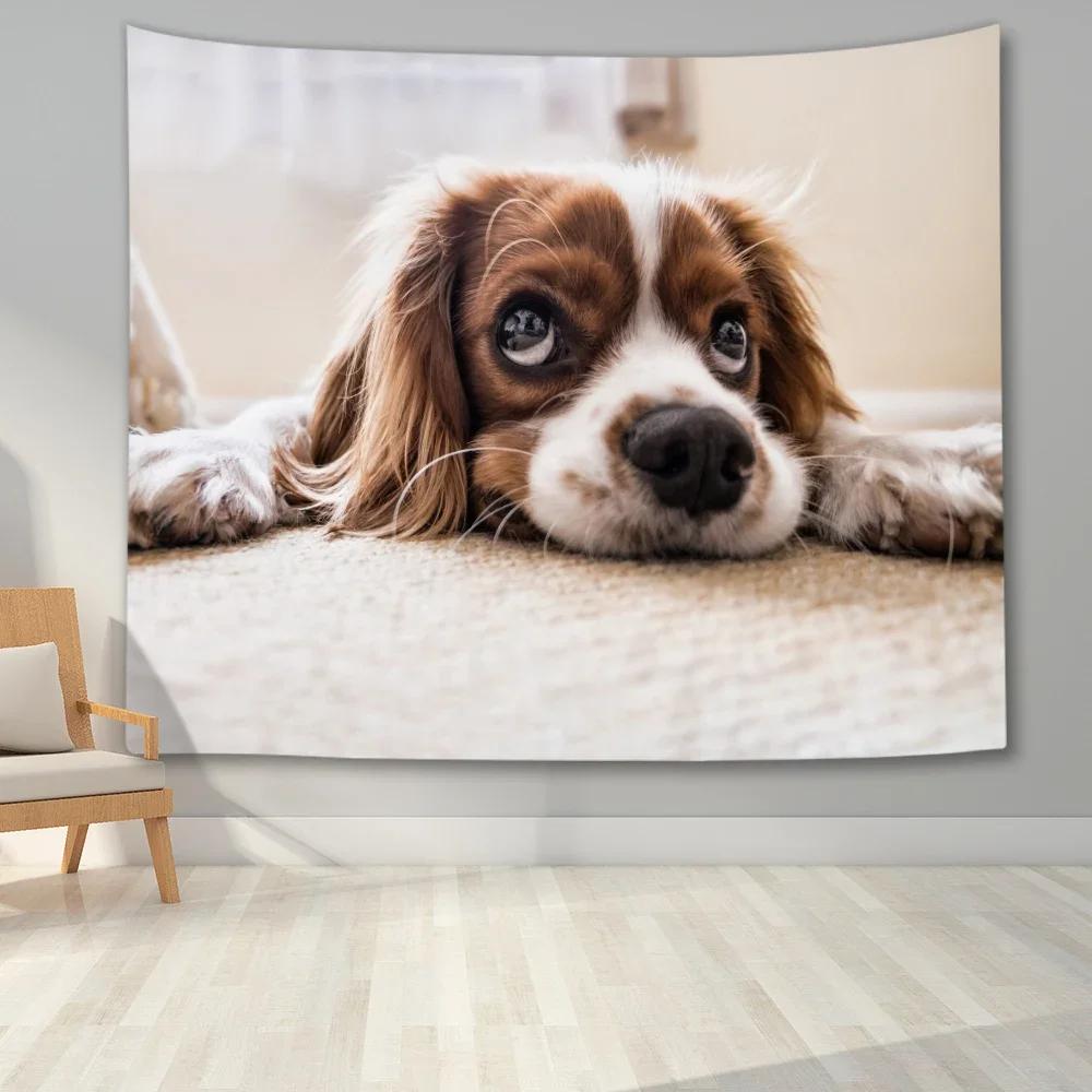 Cute Animal Tapestry Wall Hanging   Art  Printed Dog Cat Hamster Deer Pattern Living Room Home Decor