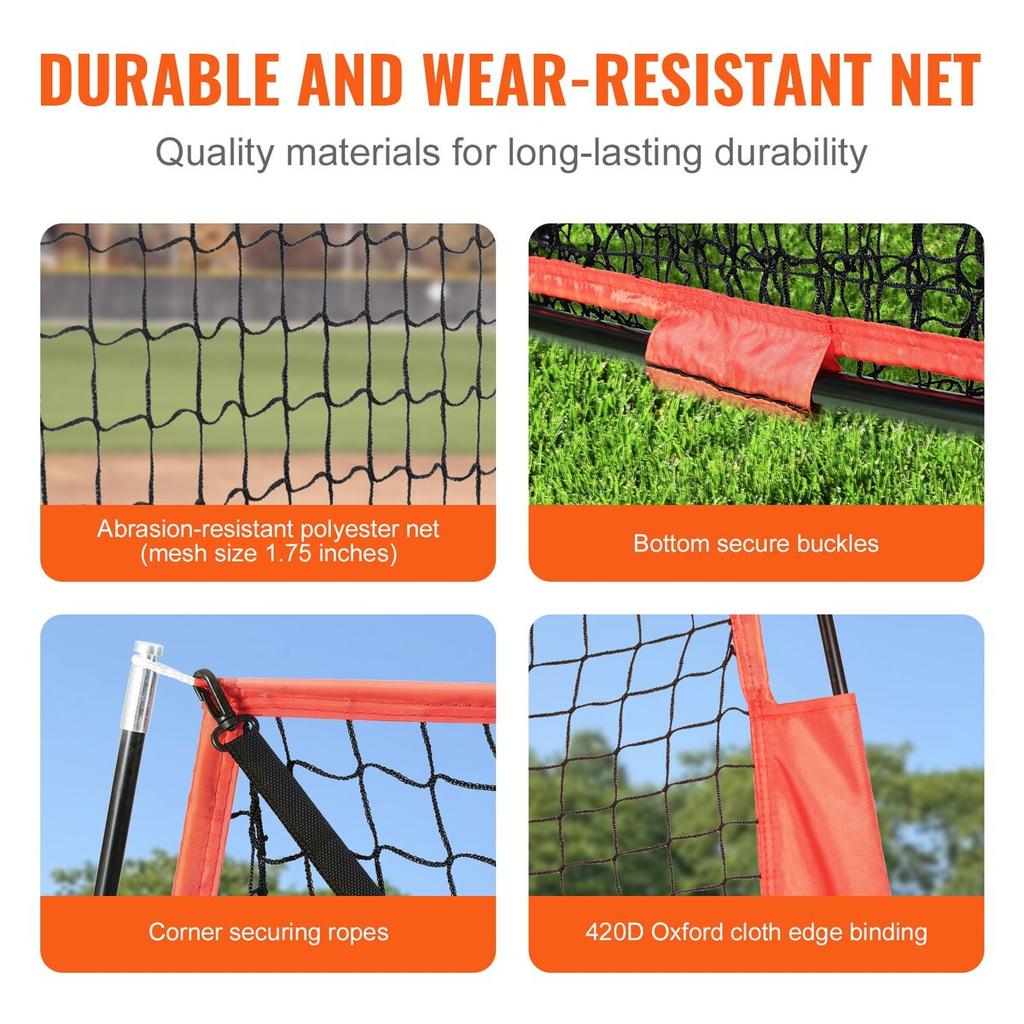 7x7 Ft Baseball Softball Practice Net, Portable Baseball Training Net for Hitting Catching Pitching, Backstop Baseball Equipment with Bow Frame, Carry