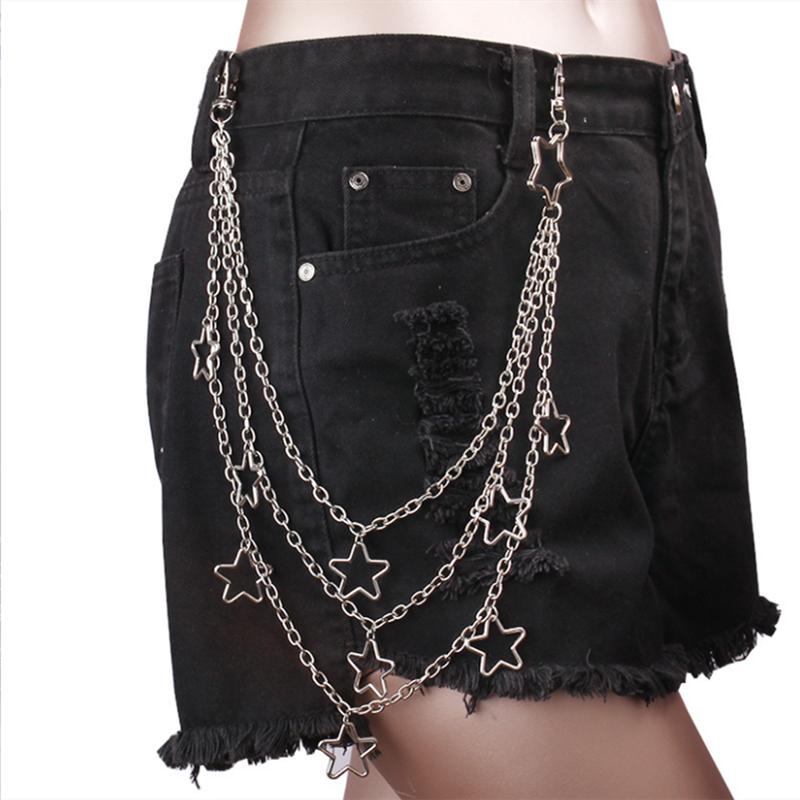 

1pc Star Multilayer Waist Chain Mens Decorative Pant Jeans Trouser Chains Hip Hop Rock Punk Retro Belt Chain 70cm