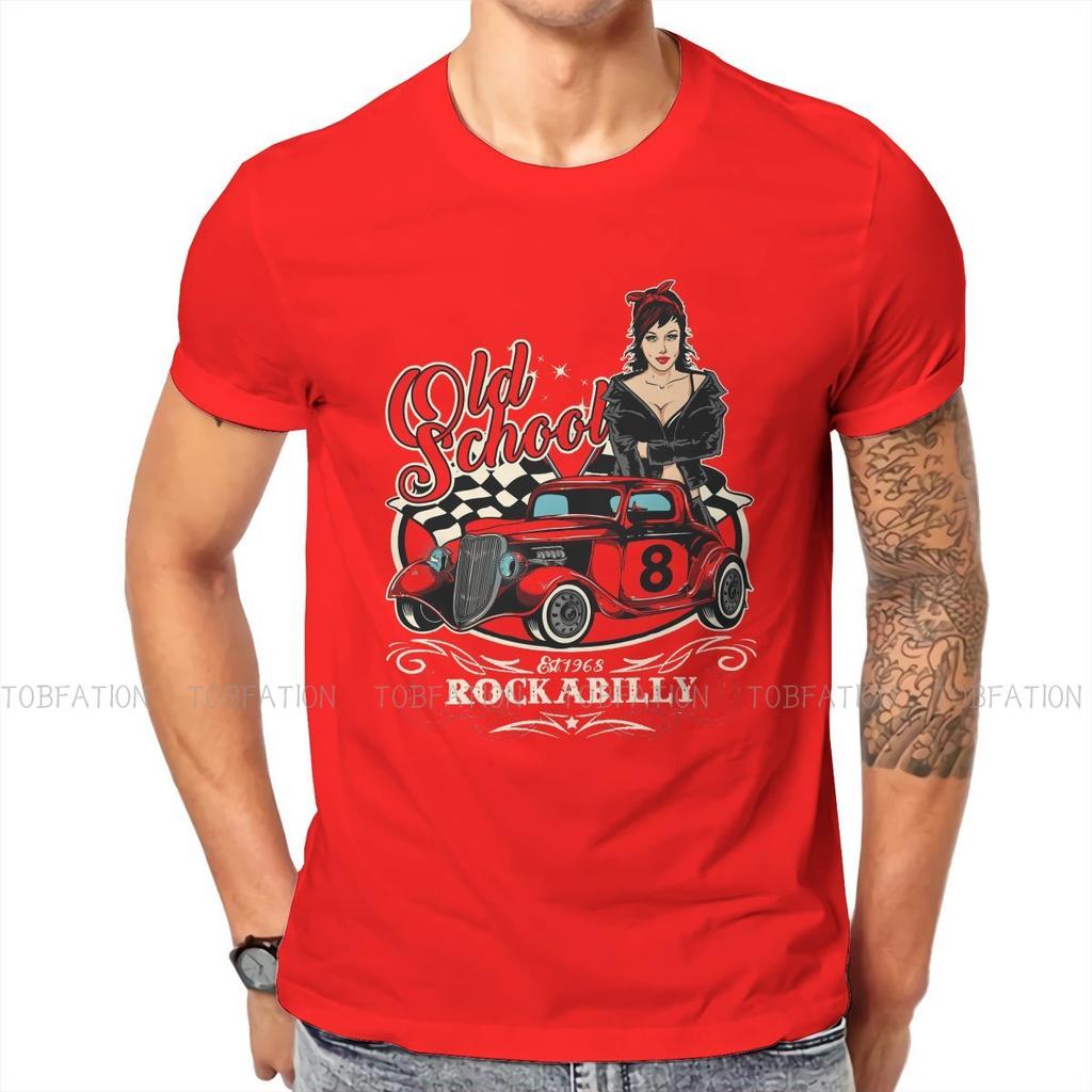 ZX Rockabilly Pin Up Girl Sock Hop Rocker Vintage Classic Rock and Roll Music Tshirt Graphic Men Summer Mens Tops Cotton  T Shirt