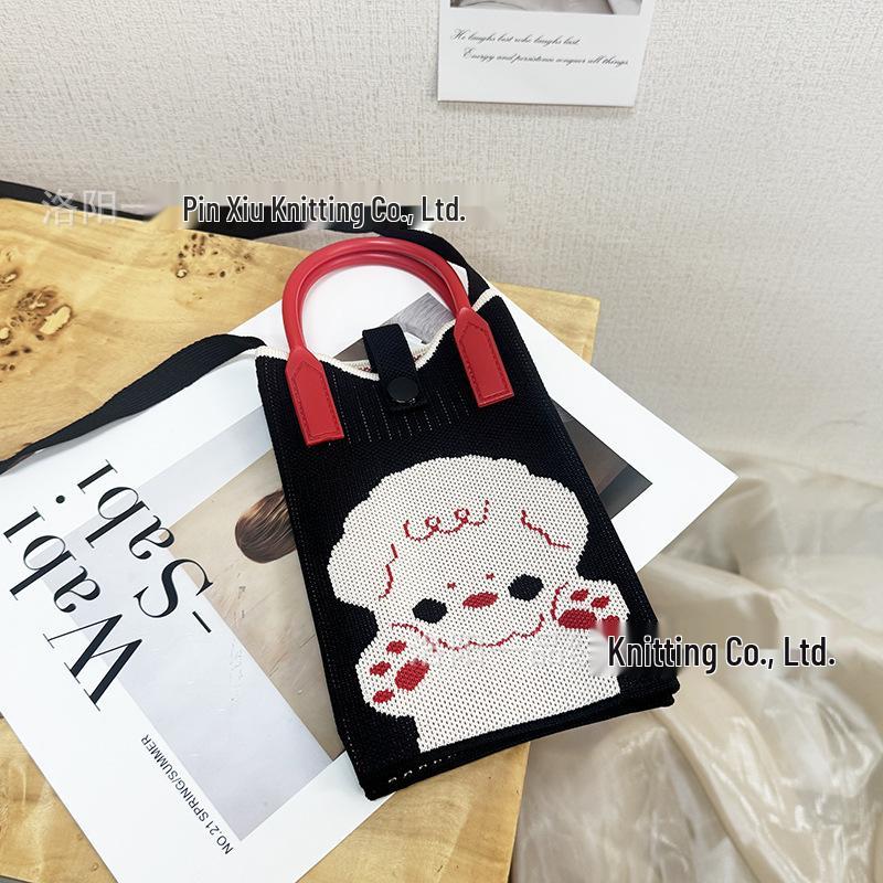 Cute Cartoon Dopamine Knit Crossbody Phone and Coin Bag