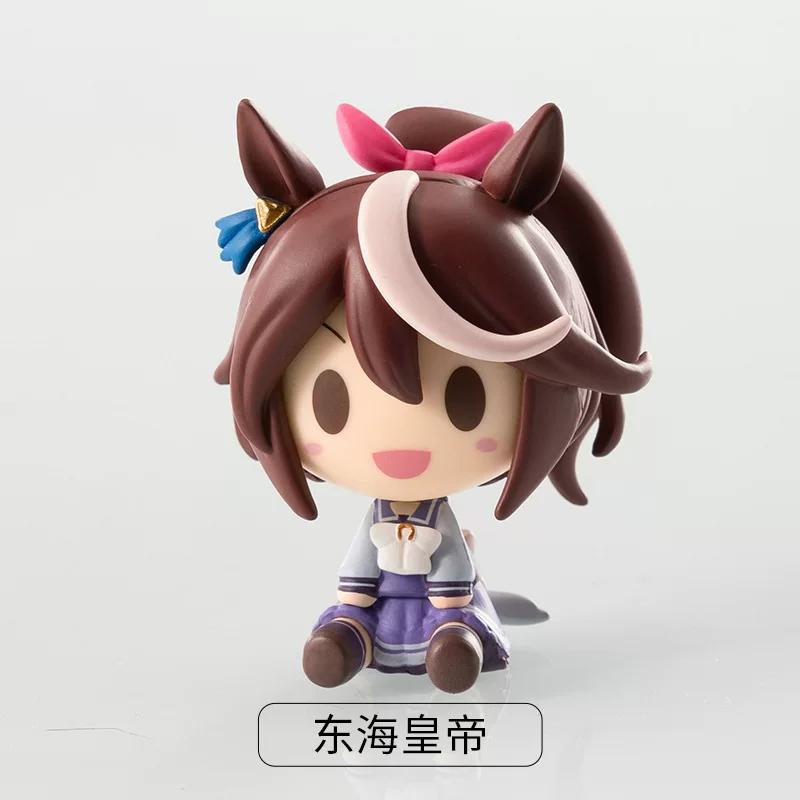 4Pcs/Set Uma Musume Pretty Derby Chibi Figures Mini Horse Ears Kitasan Black Gold Ship Tokai Teio Oguri Cap Cute Anime Model Toy