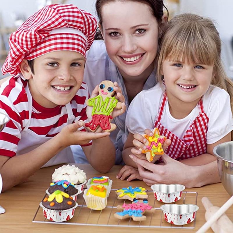 10Pcs/Set 100Ml Heart Shaped Aluminum Foil Cake Cup With Lids Baking Pans