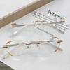 New Vintage Rimless Anti Blue Light Glasses Ultra Light Eyewear for Men Women Vision Care -100 to -400 Myopia Protection