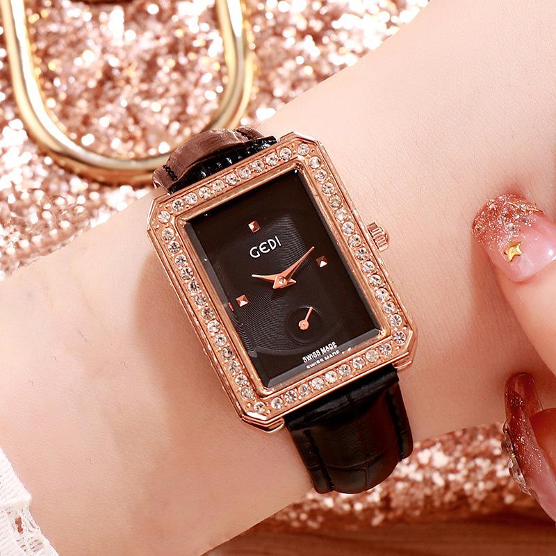 Diamond-Encrusted Square Women'S Belt Watch Waterproof Fashion Casual Women'S Watch