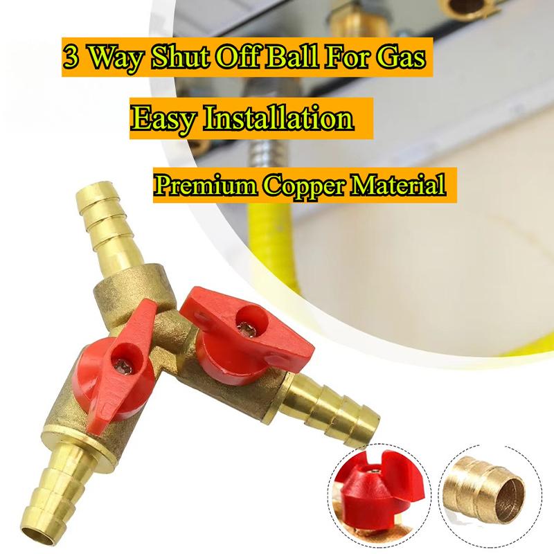 Brass Y 3 Way Shut Off Ball Valve with 8mm 10mm Hose Barb Connector for Water Air Control System Leakproof Design