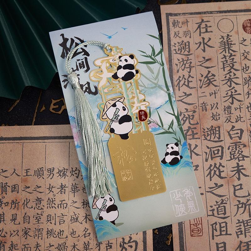 Panda Hollow Out Metal Bookmark Gift Box Classical Chinese Style Cultural Souvenir Graduation Gift