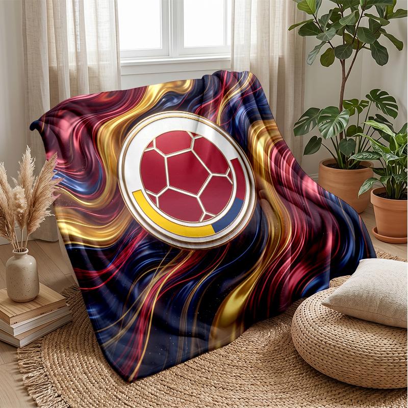 Colombia Football Printed Flannel Blanket Skin Friendly Warm Decorative Throw for Indoor Couch Bed Daily Use