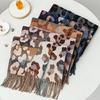 Luxury Leopard Plaid Scarf Women - Soft Faux Cashmere Wrap Shawl Korean Style Winter Accessory 200x68cm