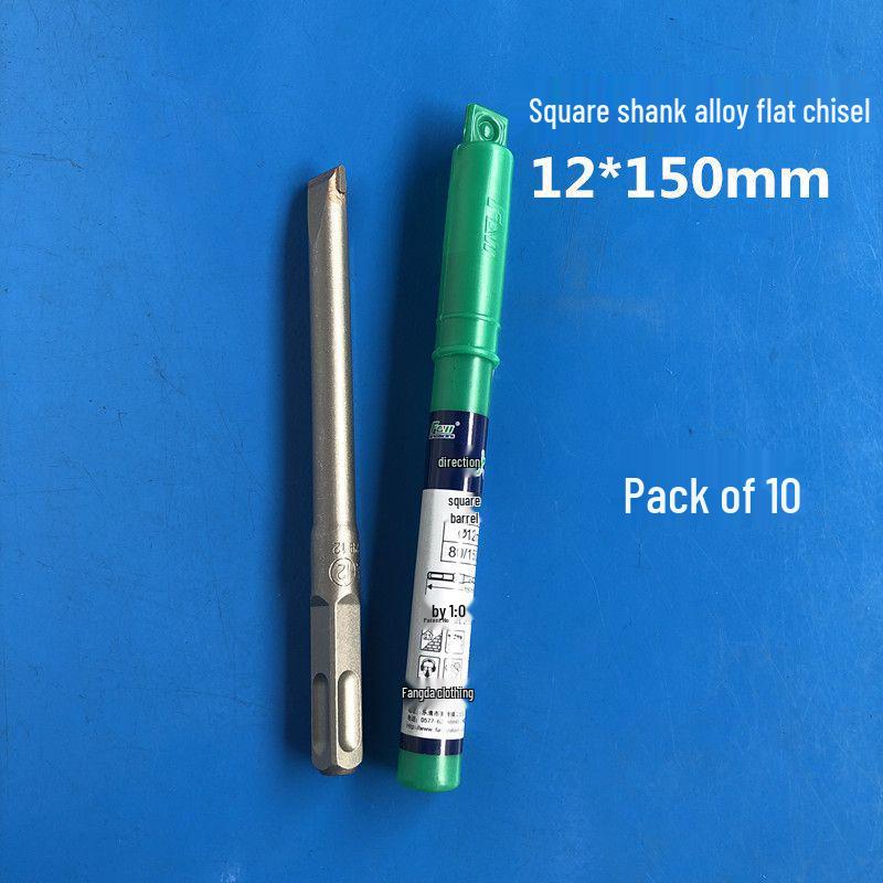 Square Shank Electric Hammer Drill Bit - Wall Chisel, Slotting Concrete Alloy Pointed & Flat Chisel