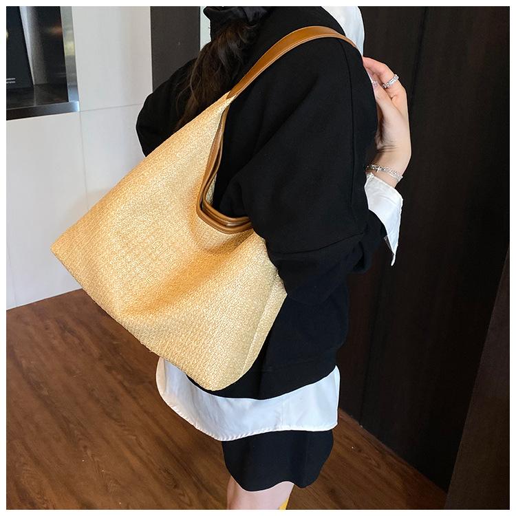 Large capacity woven straw bag women's summer new versatile shoulder underarm seaside vacation beach bag