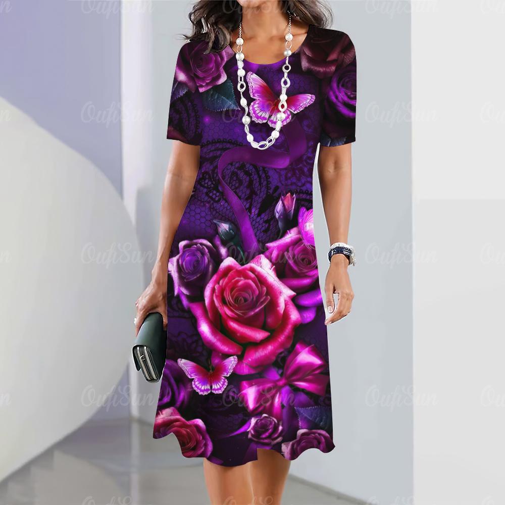 2025 New Summer Women's Outdoor Casual Fashion Short-sleeved Bohemian Hawaiian Style Floral Print Women's Clothing