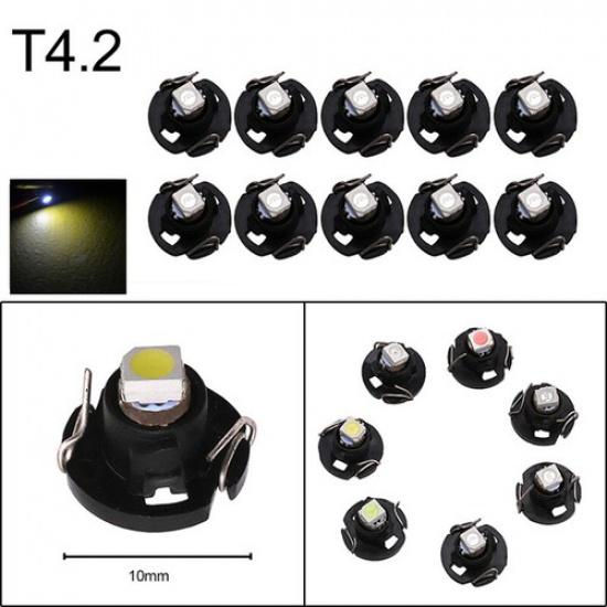 10x White T4 T4.2 Neo Wedge 1-SMD LED Cluster Instrument Dash Climate Bulbs