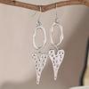Creative Retro Heart-shaped Hollow Pendant Earrings, Suitable for Women's Daily Party Wear, Chic Earring Accessories