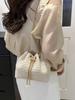 Fashion Solid Color Hollow Out Woven Chain Drawstring Mini Crossbody Bucket Bag , Small Bags , Beach Bag, Woven Bag, Straw Bag