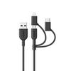 Anker PowerLine II 3-in-1 Cable (Lightning/USB-C/Micro USB Terminal) MFi Certified iPhone / Android Compatible (0.9m Black)