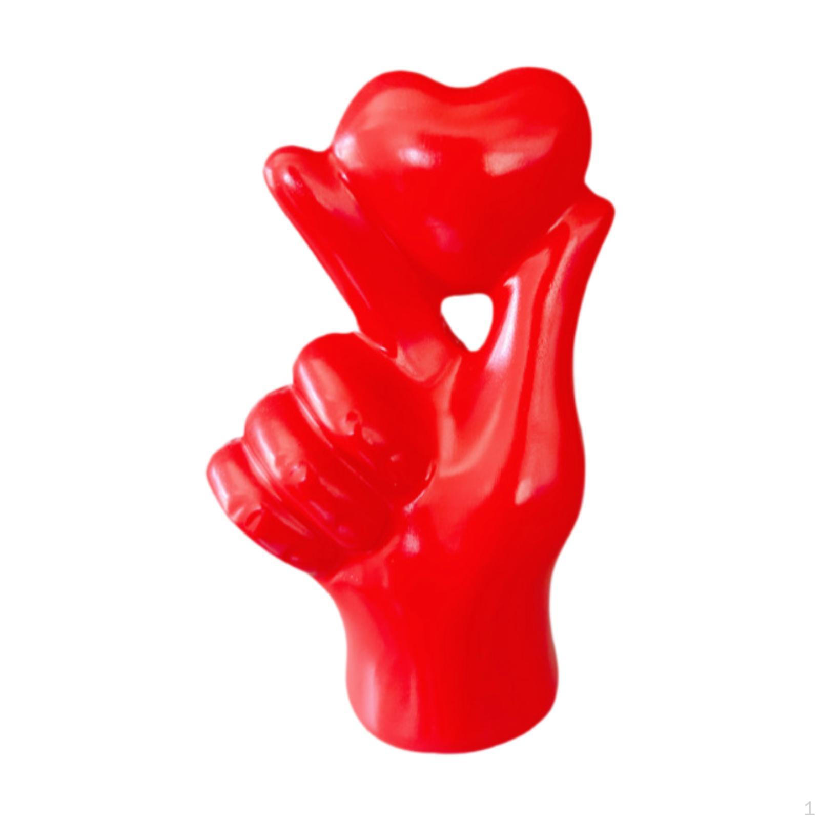 Collectible Heart Finger Gesture Statue for Crafting and Gifting Red