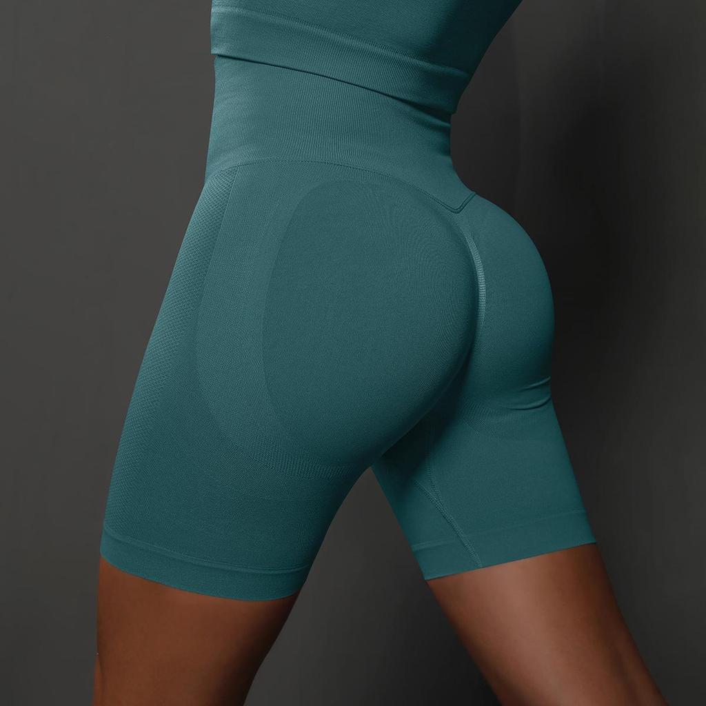 Peach Seamless Tummy Control High Waist Yoga Shorts for Women