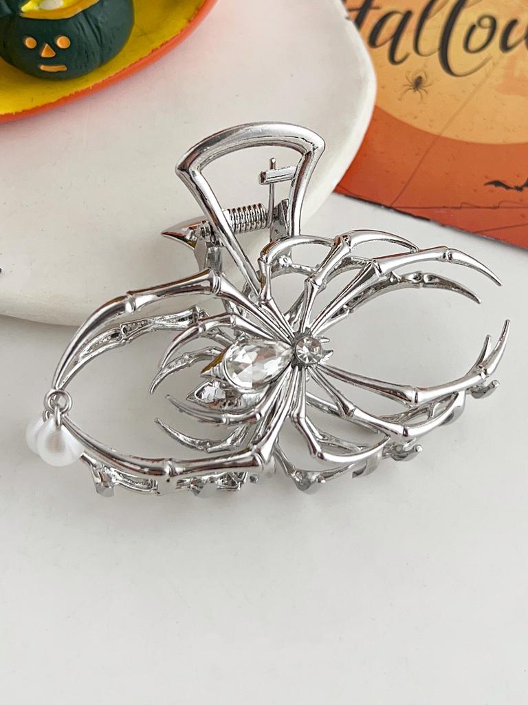 1 Pièce Halloween Pinces à Cheveux Araignée Noire avec Design de Charme Perle, Pinces à Cheveux Métal Gothique Punk Maintien Fort Accessoires Cheveux
