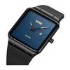 Men's Square Silent TPU Leather Strap Black Simple Thin Stylish Arm Watch Men's Waterproof Business Casual Men's Gift Black Blue Waches for Men