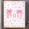 Bohemian Heart Bow Girl Bedroom Wall Sticker, Pink PVC Self-Adhesive Background Wall Decal, Cute Cabinet Sticker Home Decor