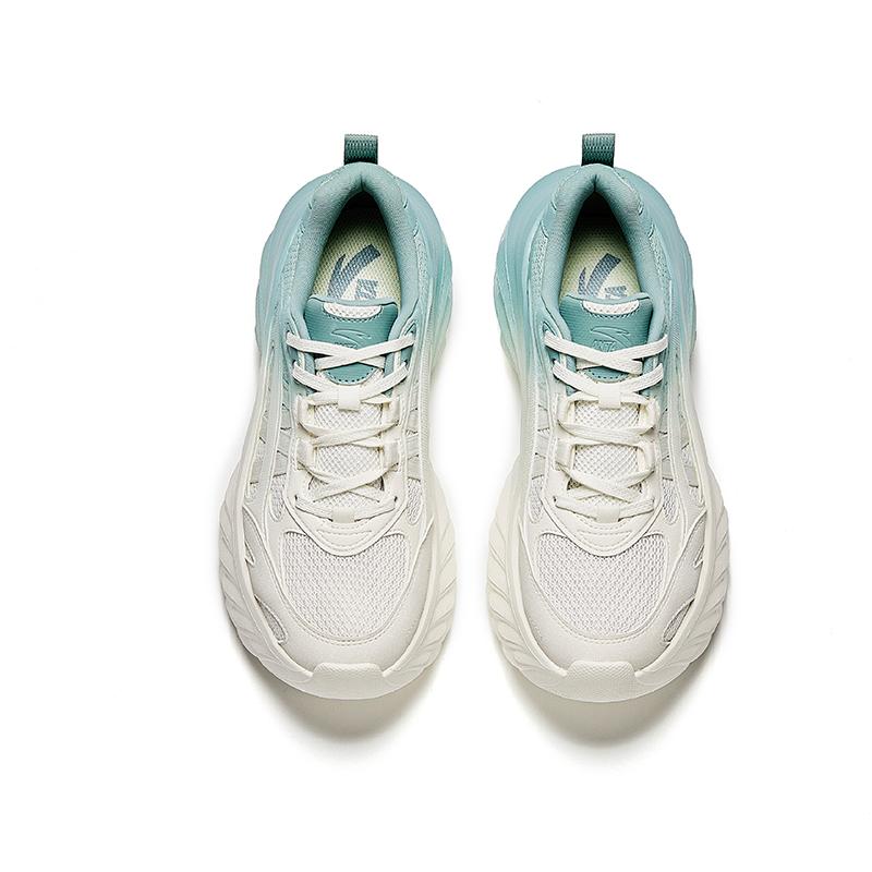 Anta Fuegos artificiales Simples Cómodos Resistentes al Desgaste Aumento de Altura de Caña Baja Casual Zapatos Casuales para Mujer Blanco Azul Claro 922538882-5