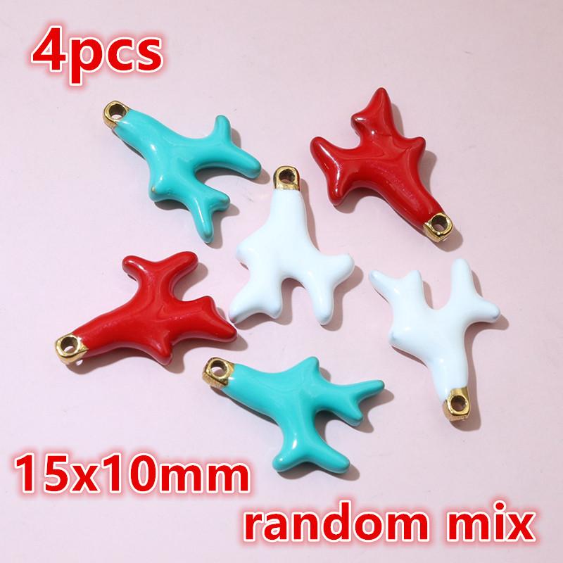 2-4pcs Enamel Stainless Steel Flower Coral Fish Charms Pendant DIY Jewelry Making Accessories Findings for Necklace Earrings