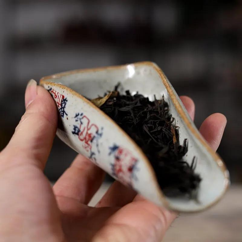 Vintage Chinesische Kalligraphie Teelöffel Keramik Cha Ze Teezubehör Teezeremonie Teeschaufeln