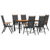 VidaXL Ensemble à dîner de jardin 7 pcs noir et marron aluminium 3200602