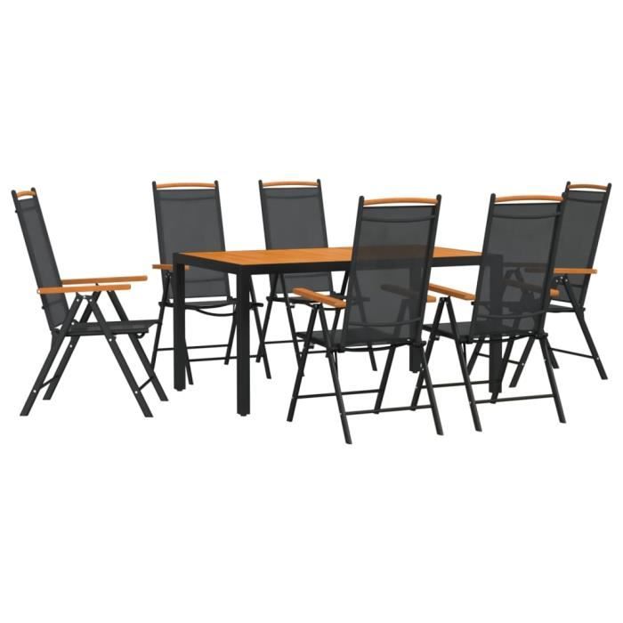 VidaXL Ensemble à dîner de jardin 7 pcs noir et marron aluminium 3200602