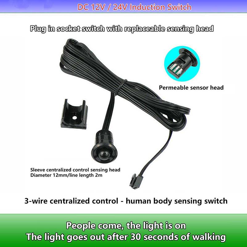Mini Led Cabinet Light Sensor Switch 12V 24V Touch/Hand Sweep/Pir Motion/Door On/Off Kitchen Wardrobe Lamp Control