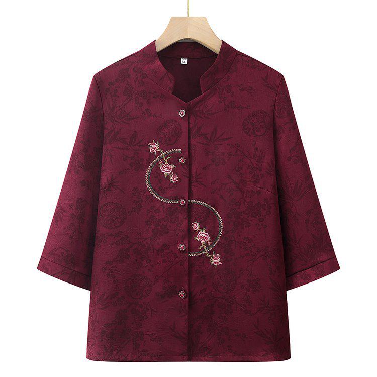 

Grandma Style Summer Shirt: Lightweight 3/4 Sleeve for Women 60s, 70s, 80s 3XL (115-130 jin)