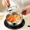 ABFS Single-Person Cooking Stainless Steel Small Pot Bowl Wood Handle Multi-Function Sauce Bowl Fruit Salad Yogurt Bowl