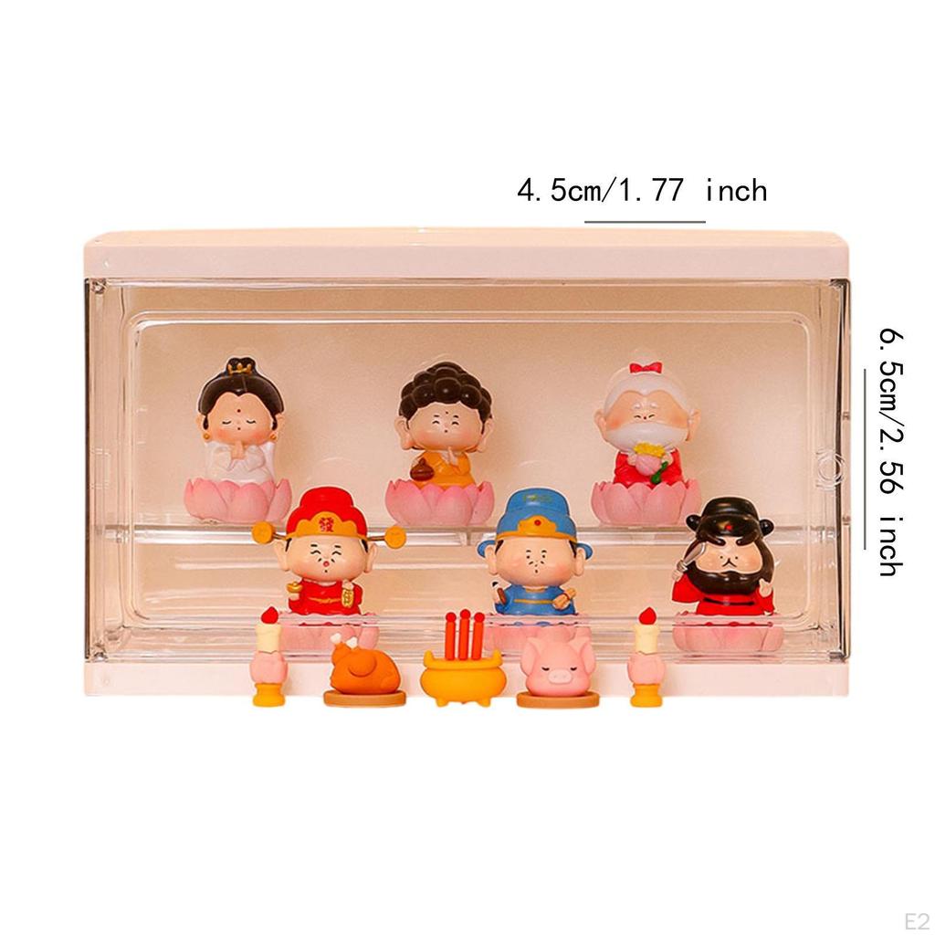 6 Pieces God of Fortune Figurine Caishen Statue Crafts for Home Decoration Mini Gifts