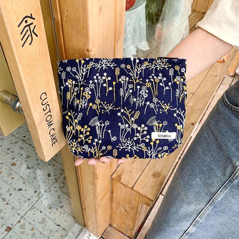 Embroidery Florals Storage Organizer Cosmetics Makeup Bag Toiletry Large Capacity Beauty Case Travel Portable Wash