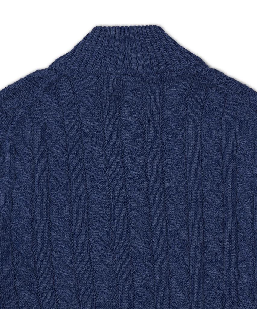 POLO RALPH LAUREN Cable Knit Cotton Quarter Zipper Sweater - Navy