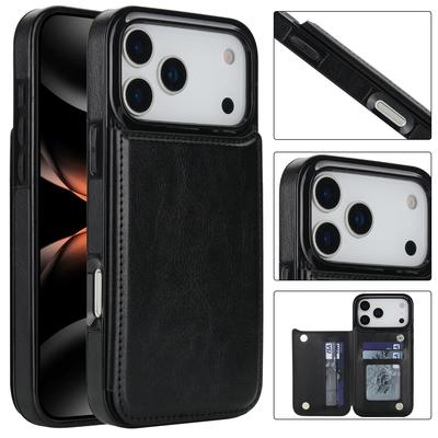 Leather Case for For IPhone 16 Pro Max 17 Air 16e 15 Plus 14 13 Mini 12 11 7 8 Xs Xr SE 3 Double Buckle Flip Card Holder Wallet