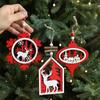 2pcs Red White Elk House Hanging Decorations Christmas Tree Ornaments  Holiday Festival Decor