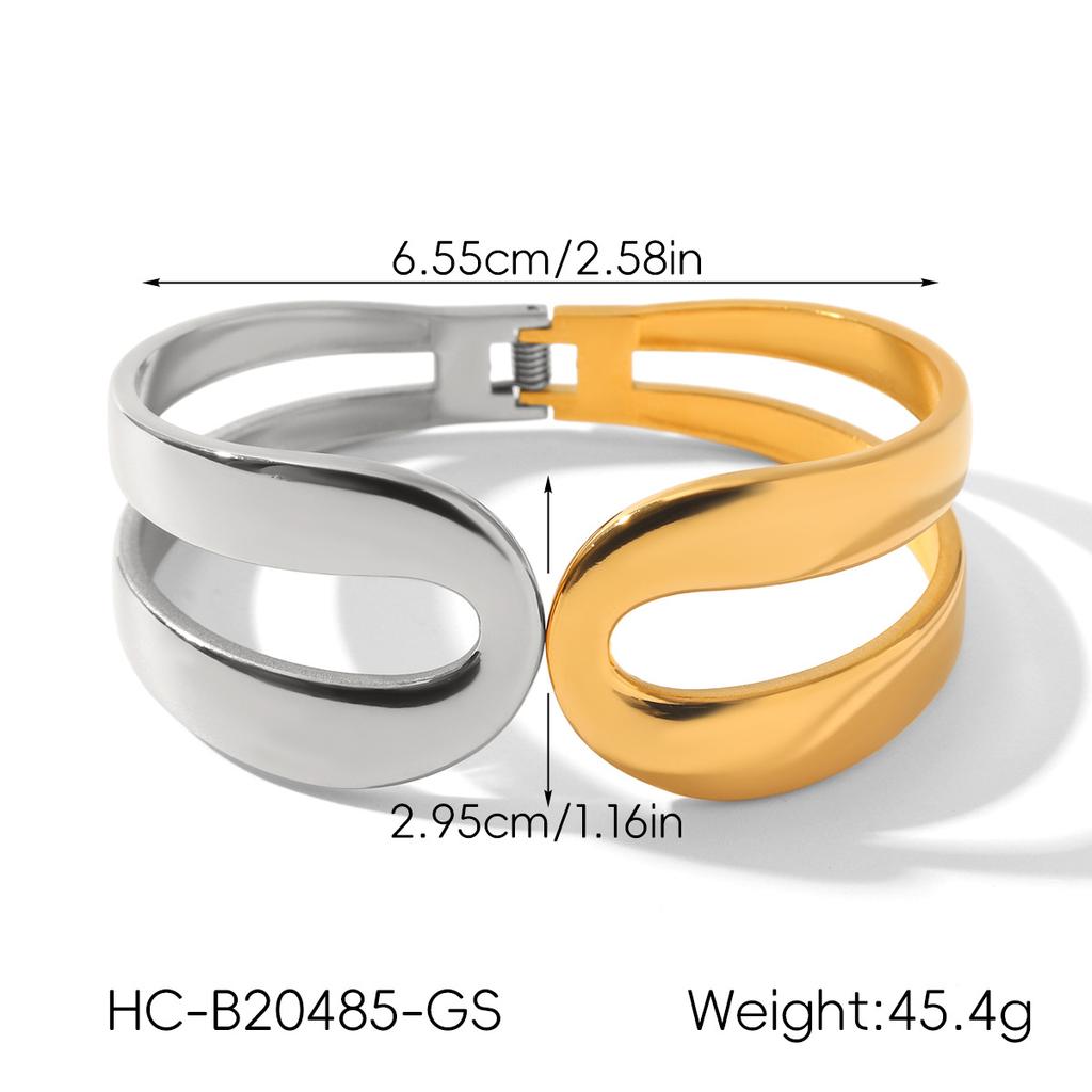 Color-block open bangle, non-fading jewelry, light luxury high-end gold titanium steel bracelet
