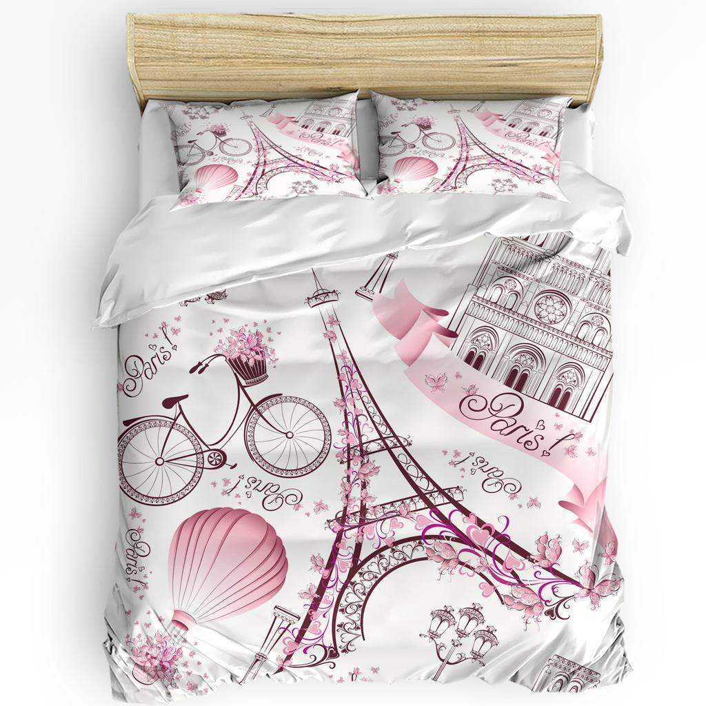 Colorful Bicycle White Printed Comfort Duvet Cover Pillow Case Home Textile Quilt Cover Boy Kid Teen Girl 3pcs Bedding Set