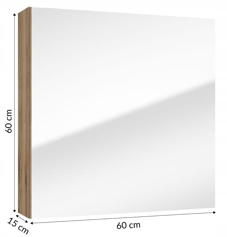 Bathroom Cabinet with Mirror, Hanging, 60x60 Cm, Oak Evoke Rietti